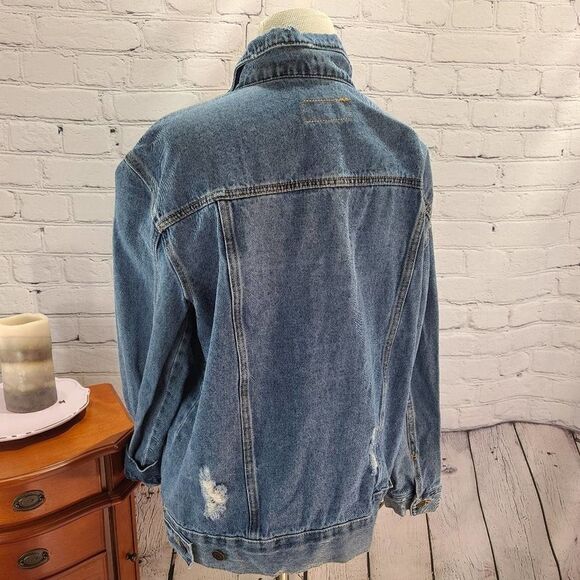 UNBRANDED Long Sleeve Distressed Jean Denim Jacket - Picture 7 of 12